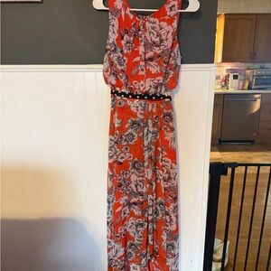 Shelby & Palmer Vibrant Orange Dress with Floral Design